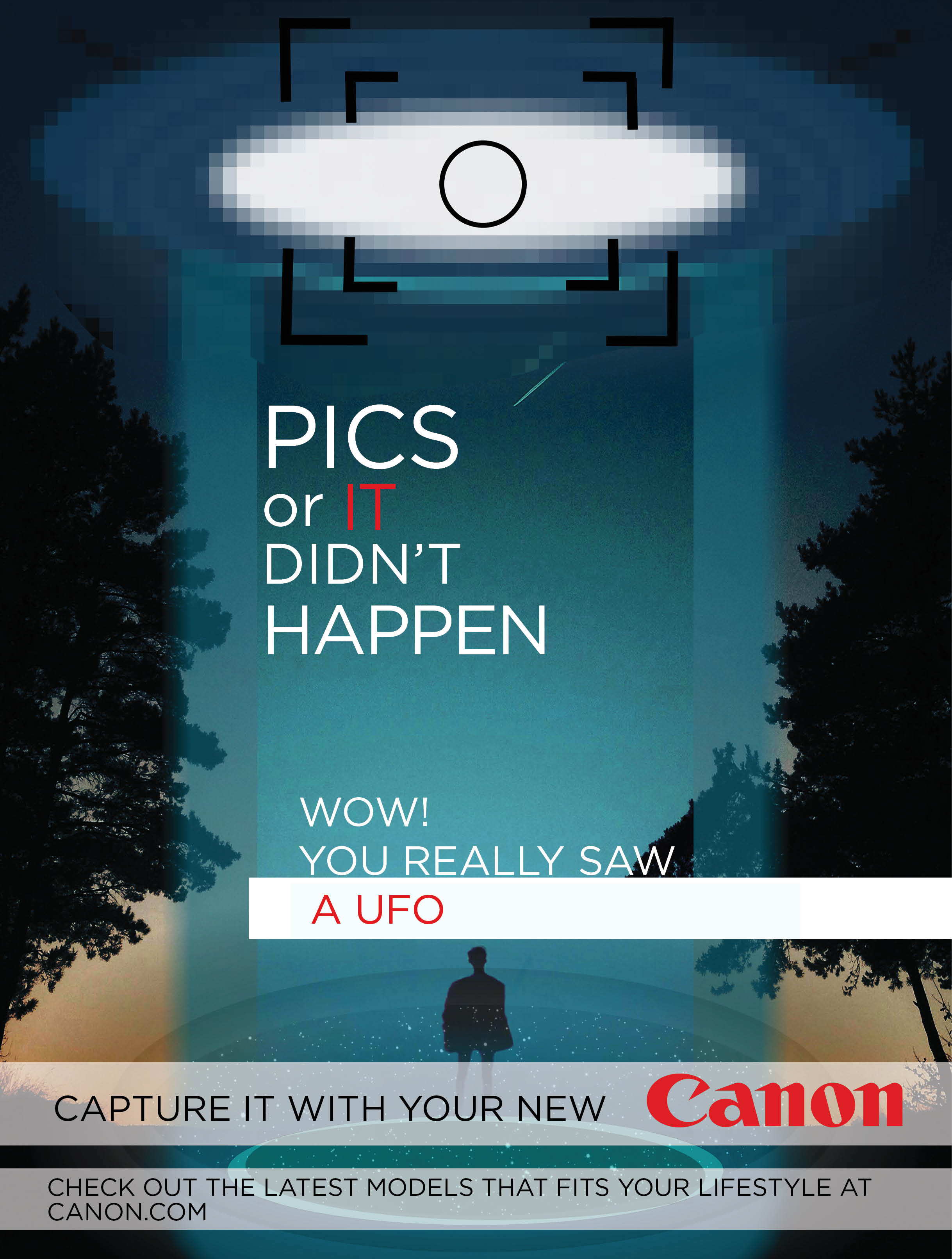 Third ad campaign. A UFO on the head of a person.