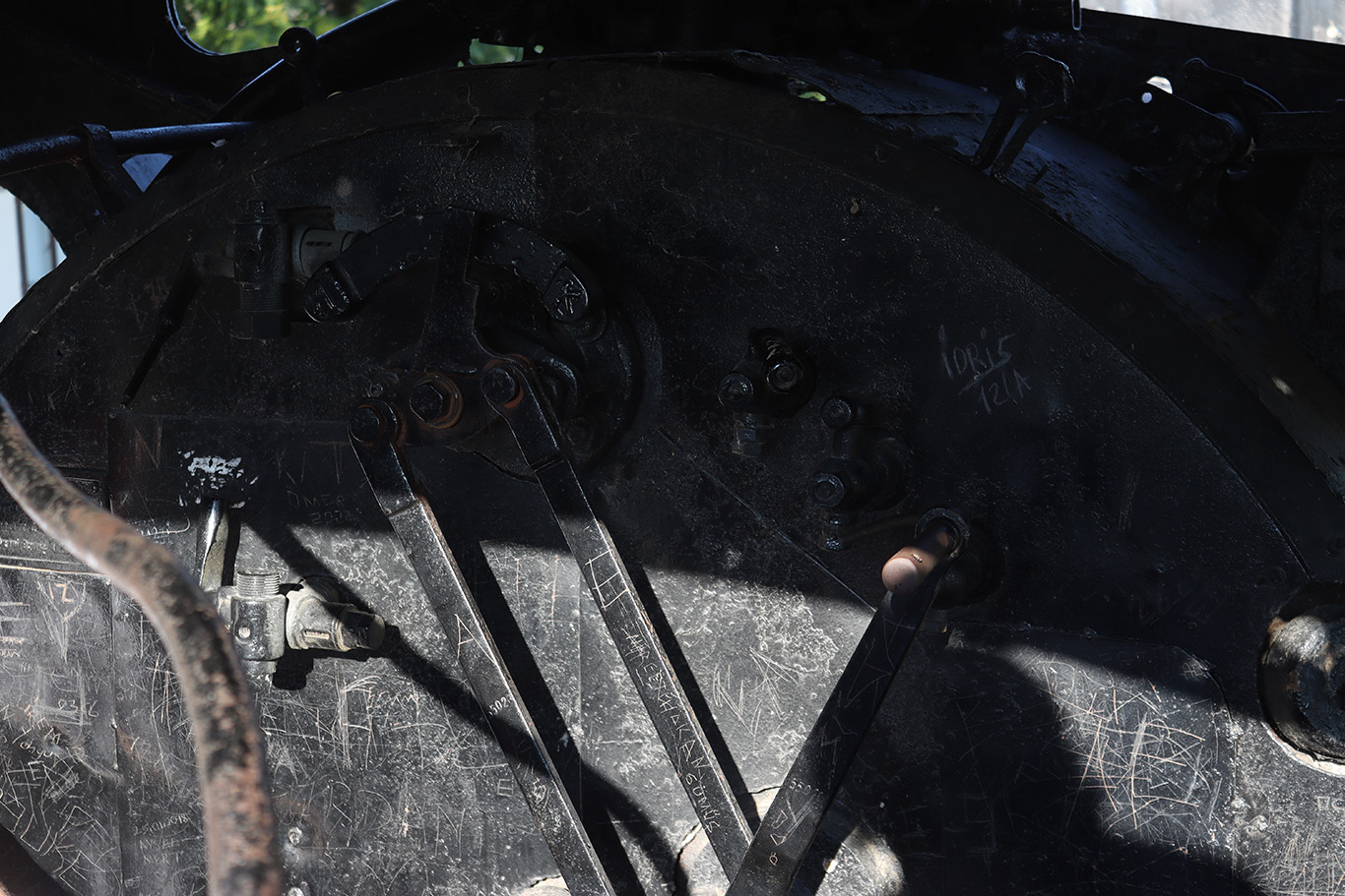 Inside of a train wagon that shows the equipment used to operate the train.